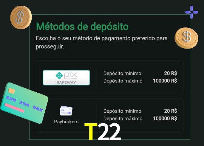 O cassino T22bet oferece uma grande variedade de métodos de pagamento